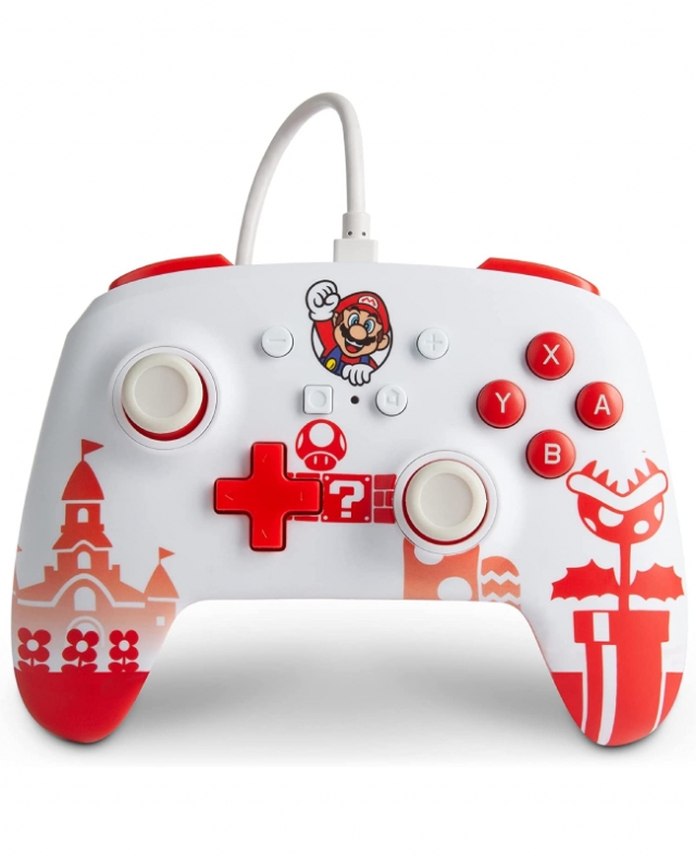 Comando Oficial PowerA Mario Vermelho/Branco Com Fios Switch